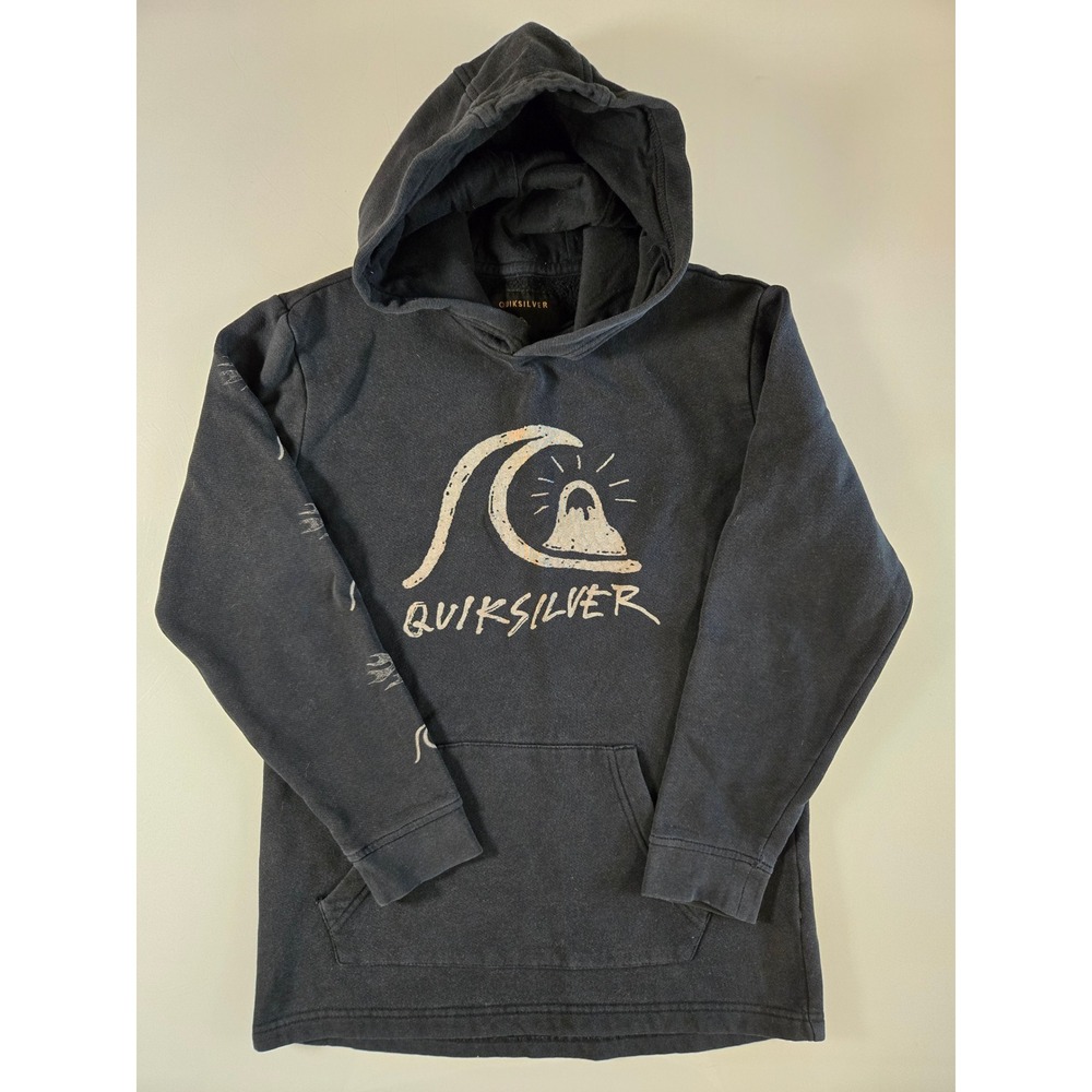 Quiksilver Boys Black Graphic Pullover Hoodie Sweatshirt Size Small S/8-10